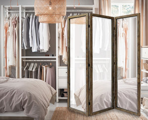 Homeroots Three Panel Natural Zig Zag Wood Room Divider Screen  Wood 384578