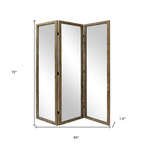 Homeroots Three Panel Natural Zig Zag Wood Room Divider Screen  Wood 384578