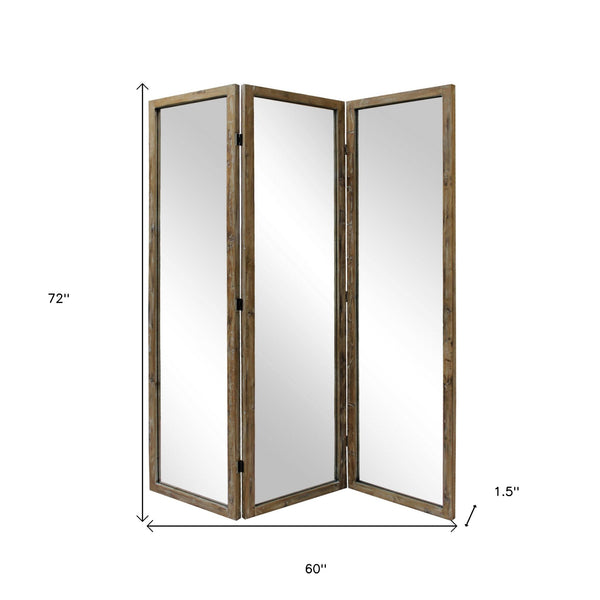 Homeroots Three Panel Natural Zig Zag Wood Room Divider Screen  Wood 384578