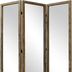 Homeroots Three Panel Natural Zig Zag Wood Room Divider Screen  Wood 384578