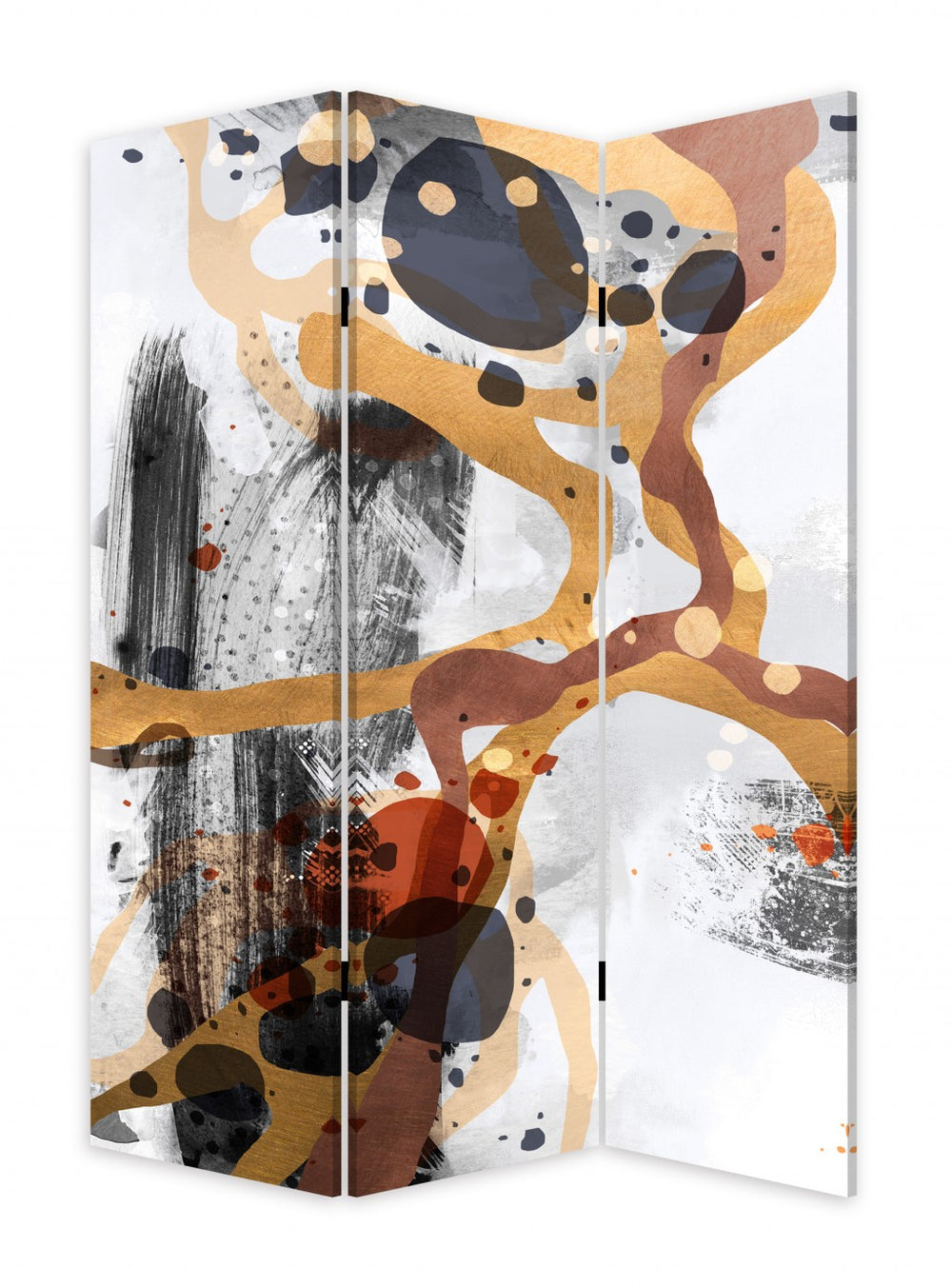 Homeroots Contemporary Abstract Art  Three Panel Room Divider Screen  Cotton Canvas 384579