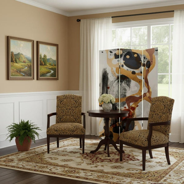HomeRoots Contemporary Abstract Art Three-Panel Folding Room Divider Screen - Versatile, Stylish & Functional 384579