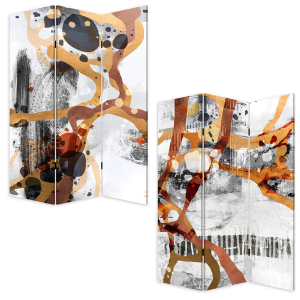 Homeroots Contemporary Abstract Art  Three Panel Room Divider Screen  Cotton Canvas 384579