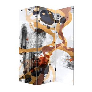 HomeRoots Contemporary Abstract Art Three-Panel Folding Room Divider Screen - Versatile, Stylish & Functional 384579