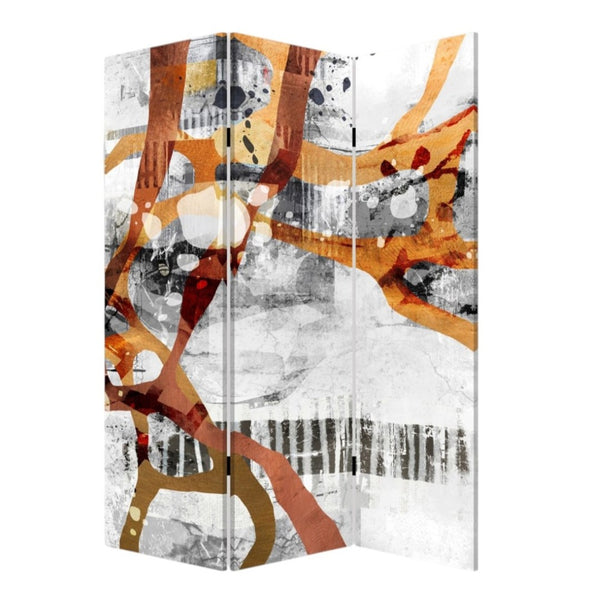 HomeRoots Contemporary Abstract Art Three-Panel Folding Room Divider Screen - Versatile, Stylish & Functional 384579