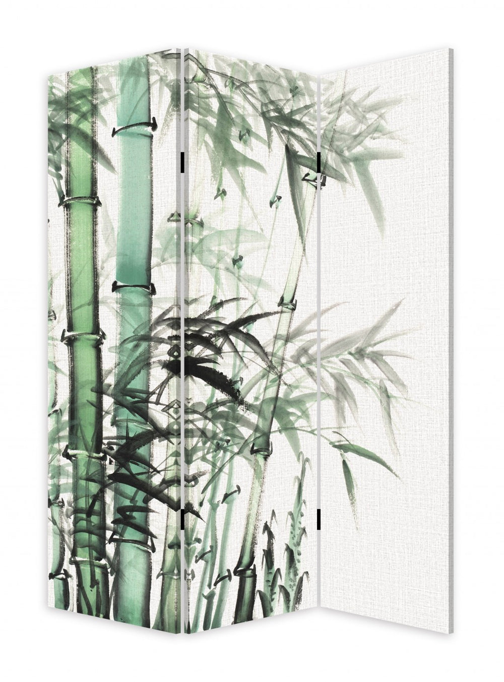 Homeroots Three Panel Reversible Bamboo Art Room Divider Screen  Cotton Canvas 384580