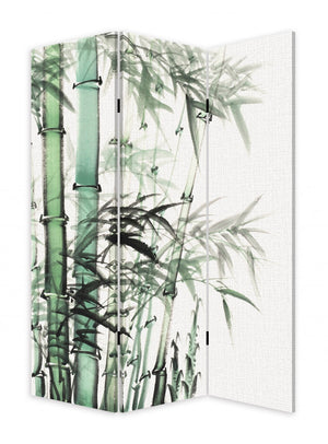 Homeroots Three Panel Reversible Bamboo Art Room Divider Screen  Cotton Canvas 384580