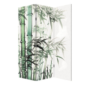 HomeRoots Three Panel Reversible Bamboo Art Room Divider - Stylish, Lightweight & Versatile Privacy Screen 384580