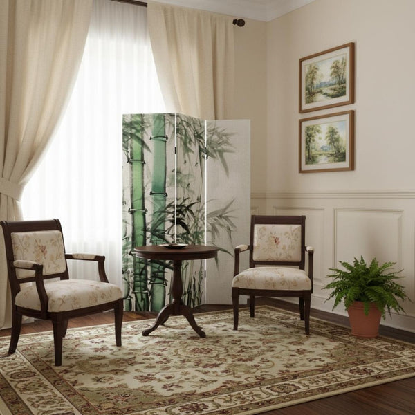 HomeRoots Three Panel Reversible Bamboo Art Room Divider - Stylish, Lightweight & Versatile Privacy Screen 384580