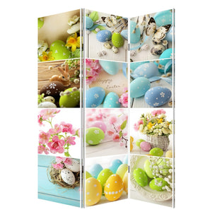 Homeroots 72" Yellow And White Canvas Folding Three Panel Screen Room Divider  Cotton Canvas 384582