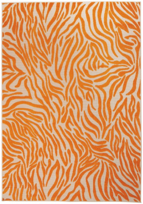 Homeroots 4' Orange And Ivory Abstract Stain Resistant Area Rug - Stylish Indoor/Outdoor Design, Durable & Chic 4? X 6? Polypropylene 384590