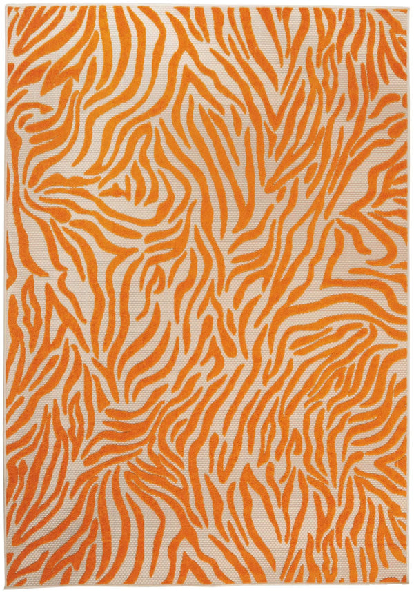 Homeroots 4' Orange And Ivory Abstract Stain Resistant Area Rug - Stylish Indoor/Outdoor Design, Durable & Chic 4? X 6? Polypropylene 384590