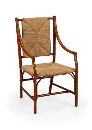 Chelsea House Mecklenburg Handwoven Rattan Chair With Natural Rush Seat – Coastal Charm, Compact Supportive Style 384592