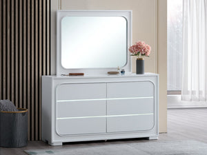 English Elm Milan Modern White Dresser with Integrated Led Lighting and Full Extension Drawers White B078P497945