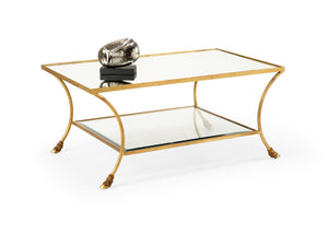 Chelsea House Kendal Antique Gold Coffee Table With Tempered Glass Top And Mirrored Shelf For Luxe Living Rooms 384603
