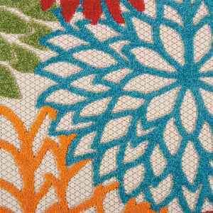 Homeroots 12' Green And Ivory Floral Indoor-outdoor Runner Rug - Stylish, Durable, Perfect For Any Space 2? X 12? Runner Polypropylene 384605