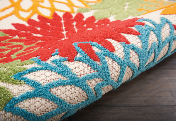 Homeroots 12' Green And Ivory Floral Indoor-outdoor Runner Rug - Stylish, Durable, Perfect For Any Space 2? X 12? Runner Polypropylene 384605