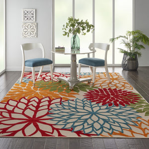 Homeroots 12' Green And Ivory Floral Indoor-outdoor Runner Rug - Stylish, Durable, Perfect For Any Space 6? X 9? Polypropylene 384614