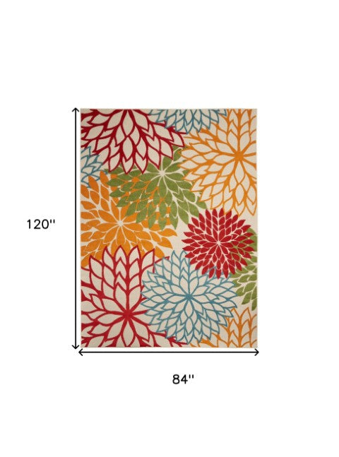 Homeroots 12' Green And Ivory Floral Indoor-outdoor Runner Rug - Stylish, Durable, Perfect For Any Space 7? X 10? Polypropylene 384617