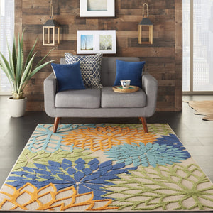 HomeRoots 5' Ivory and Blue Floral Area Rug – Durable, Stylish Indoor/Outdoor Decor for Every Space 5?x8' 384636