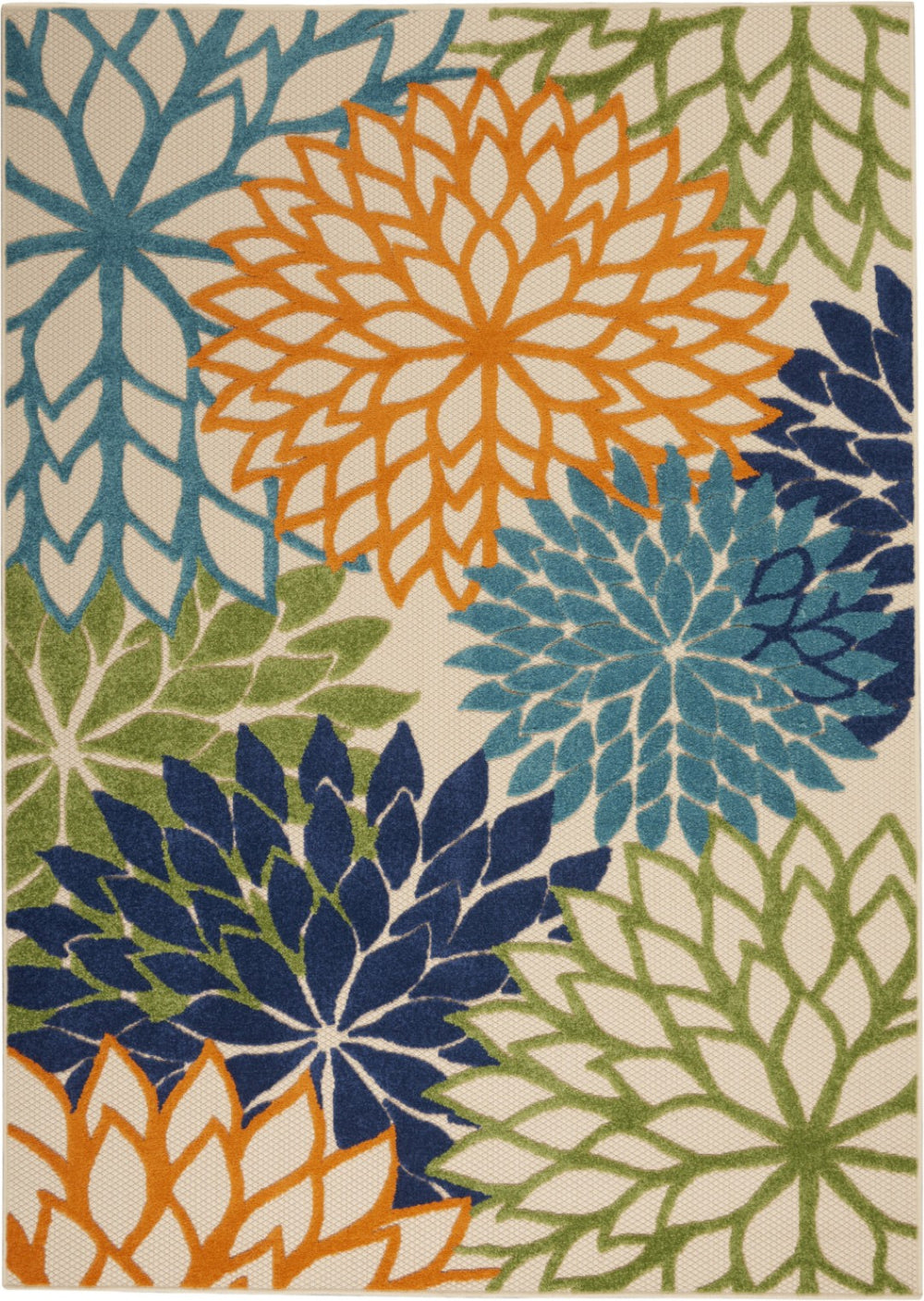 HomeRoots 5' Ivory and Blue Floral Area Rug – Durable, Stylish Indoor/Outdoor Decor for Every Space 5?x8' 384636