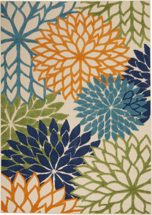 HomeRoots 5' Ivory and Blue Floral Area Rug – Durable, Stylish Indoor/Outdoor Decor for Every Space 5?x8' 384636