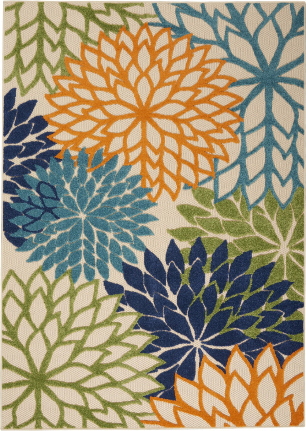 HomeRoots 6' Elegant Ivory and Blue Floral Area Rug for Indoor and Outdoor Spaces, Durable and Easy Care 6' x 9' 384640