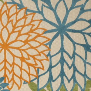 HomeRoots 6' Elegant Ivory and Blue Floral Area Rug for Indoor and Outdoor Spaces, Durable and Easy Care 7' x 10' 384642