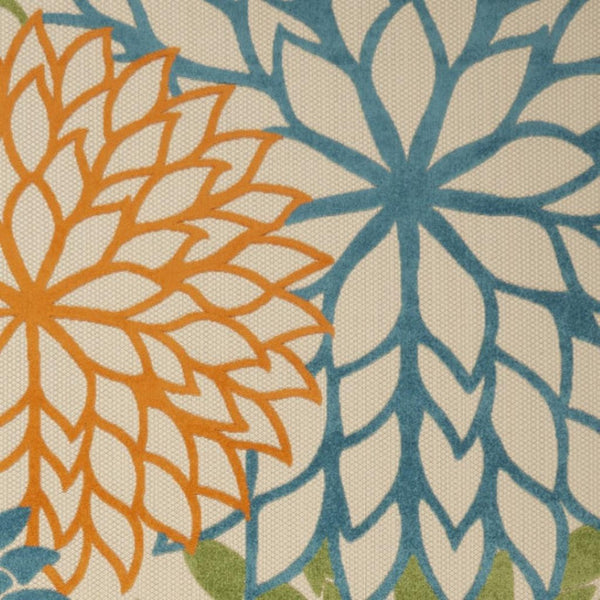 HomeRoots 6' Elegant Ivory and Blue Floral Area Rug for Indoor and Outdoor Spaces, Durable and Easy Care 7' x 10' 384642