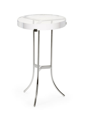 Chelsea House Ragsdale Clear Acrylic Side Table With Thick Round Top & Polished Nickel Tripod Base For Modern Homes 384644