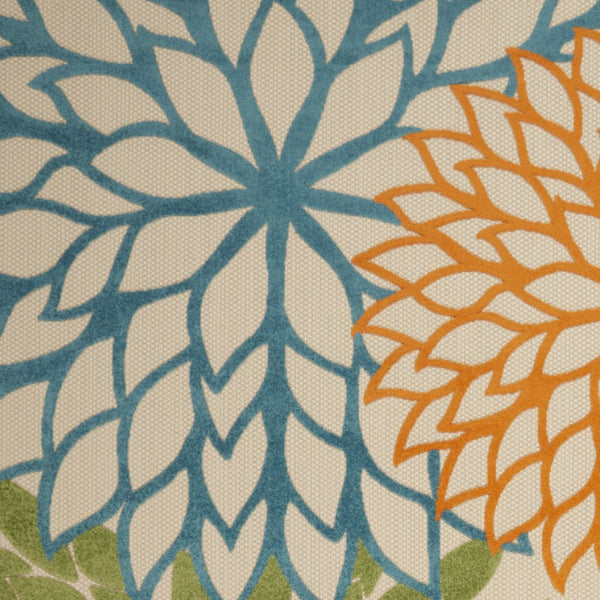 Homeroots 8' X 11' Ivory And Blue Floral Indoor Outdoor Area Rug  Polypropylene 384644