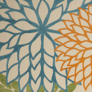 HomeRoots 8' Elegant Ivory and Blue Indoor Outdoor Area Rug with Timeless Floral Design for Any Space 8?x11' 384644