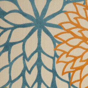 HomeRoots 8' Elegant Ivory and Blue Indoor Outdoor Area Rug with Timeless Floral Design for Any Space 8?x11' 384644