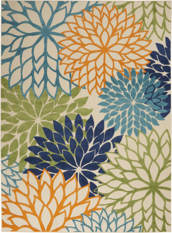 HomeRoots 8' Elegant Ivory and Blue Indoor Outdoor Area Rug with Timeless Floral Design for Any Space 8?x11' 384644