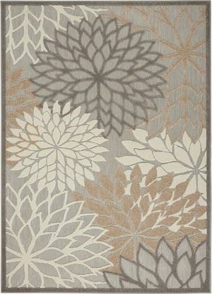 HomeRoots 5' Elegant Gray and Ivory Floral Area Rug for Indoor and Outdoor Spaces – Durable, Versatile Design 5' X 8' Rectangle 384662