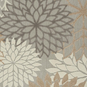 HomeRoots 5' Elegant Gray and Ivory Floral Area Rug for Indoor and Outdoor Spaces – Durable, Versatile Design 5' X 8' Rectangle 384662