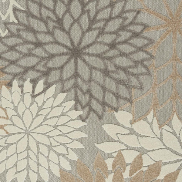 HomeRoots 5' Elegant Gray and Ivory Floral Area Rug for Indoor and Outdoor Spaces – Durable, Versatile Design 5' X 8' Rectangle 384662