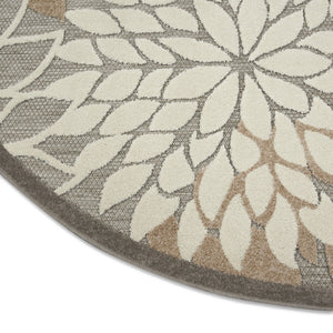 HomeRoots 5' Elegant Gray and Ivory Floral Area Rug for Indoor and Outdoor Spaces – Durable, Versatile Design 5' Round Round 384664