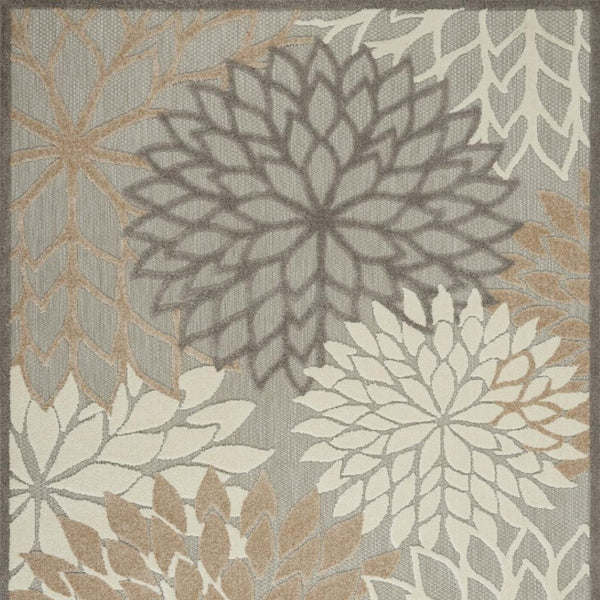 HomeRoots 5' Elegant Gray and Ivory Floral Area Rug for Indoor and Outdoor Spaces – Durable, Versatile Design 6' X 9' Rectangle 384666