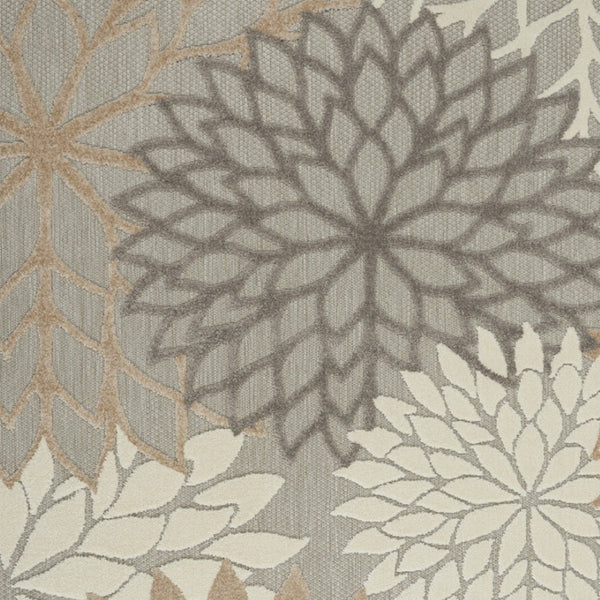 HomeRoots 5' Elegant Gray and Ivory Floral Area Rug for Indoor and Outdoor Spaces – Durable, Versatile Design 6' X 9' Rectangle 384666