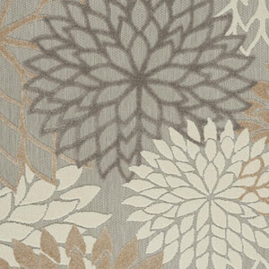 HomeRoots 5' Elegant Gray and Ivory Floral Area Rug for Indoor and Outdoor Spaces – Durable, Versatile Design 6' X 9' Rectangle 384666