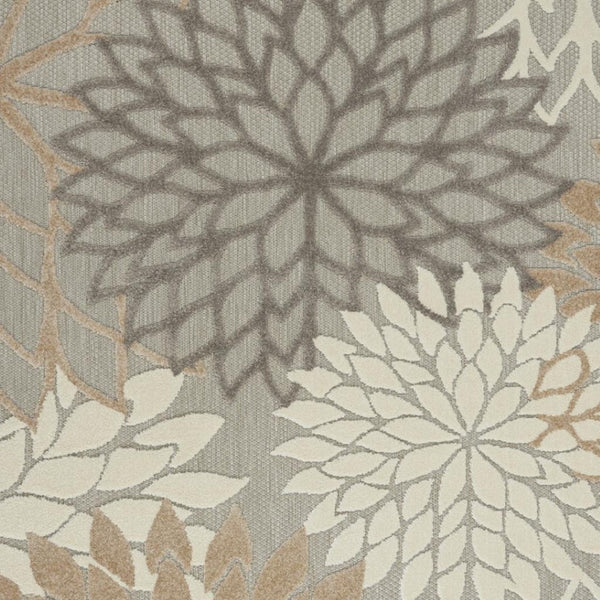 HomeRoots 5' Elegant Gray and Ivory Floral Area Rug for Indoor and Outdoor Spaces – Durable, Versatile Design 6' X 9' Rectangle 384666