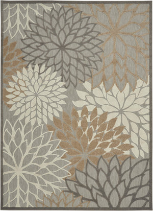 HomeRoots 5' Elegant Gray and Ivory Floral Area Rug for Indoor and Outdoor Spaces – Durable, Versatile Design 7' X 10' Rectangle 384668