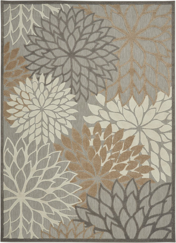 HomeRoots 5' Elegant Gray and Ivory Floral Area Rug for Indoor and Outdoor Spaces – Durable, Versatile Design 7' X 10' Rectangle 384668