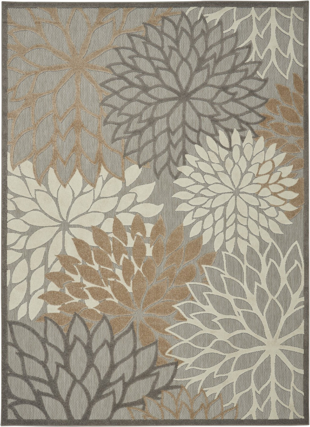 Homeroots 7' X 10' Gray And Ivory Floral Indoor Outdoor Area Rug  Polypropylene 384668