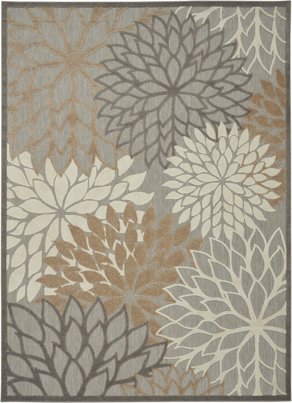 HomeRoots 5' Elegant Gray and Ivory Floral Area Rug for Indoor and Outdoor Spaces – Durable, Versatile Design 7' X 10' Rectangle 384668