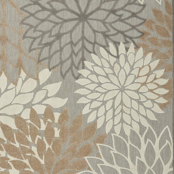 HomeRoots 5' Elegant Gray and Ivory Floral Area Rug for Indoor and Outdoor Spaces – Durable, Versatile Design 8' X 11' Rectangle 384670