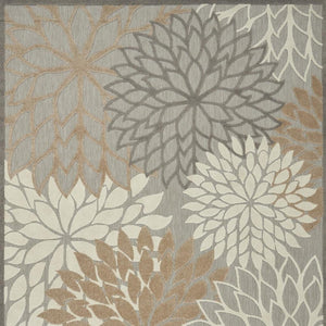 HomeRoots 5' Elegant Gray and Ivory Floral Area Rug for Indoor and Outdoor Spaces – Durable, Versatile Design 8' X 11' Rectangle 384670
