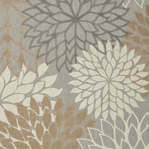 HomeRoots 5' Elegant Gray and Ivory Floral Area Rug for Indoor and Outdoor Spaces – Durable, Versatile Design 8' X 11' Rectangle 384670