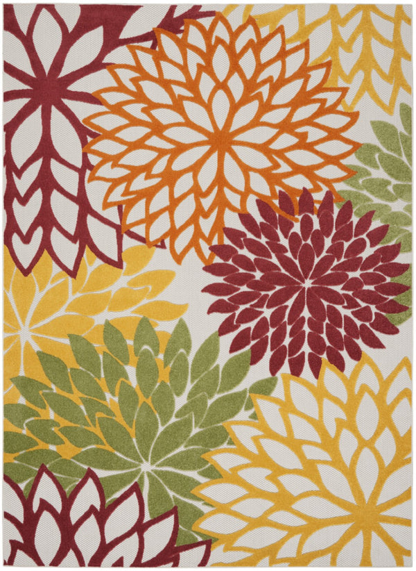 HomeRoots 8' Handmade Green and Ivory Indoor Outdoor Area Rug - Elegant Floral Design for Versatile Spaces 8'x11' Area Rug 384685